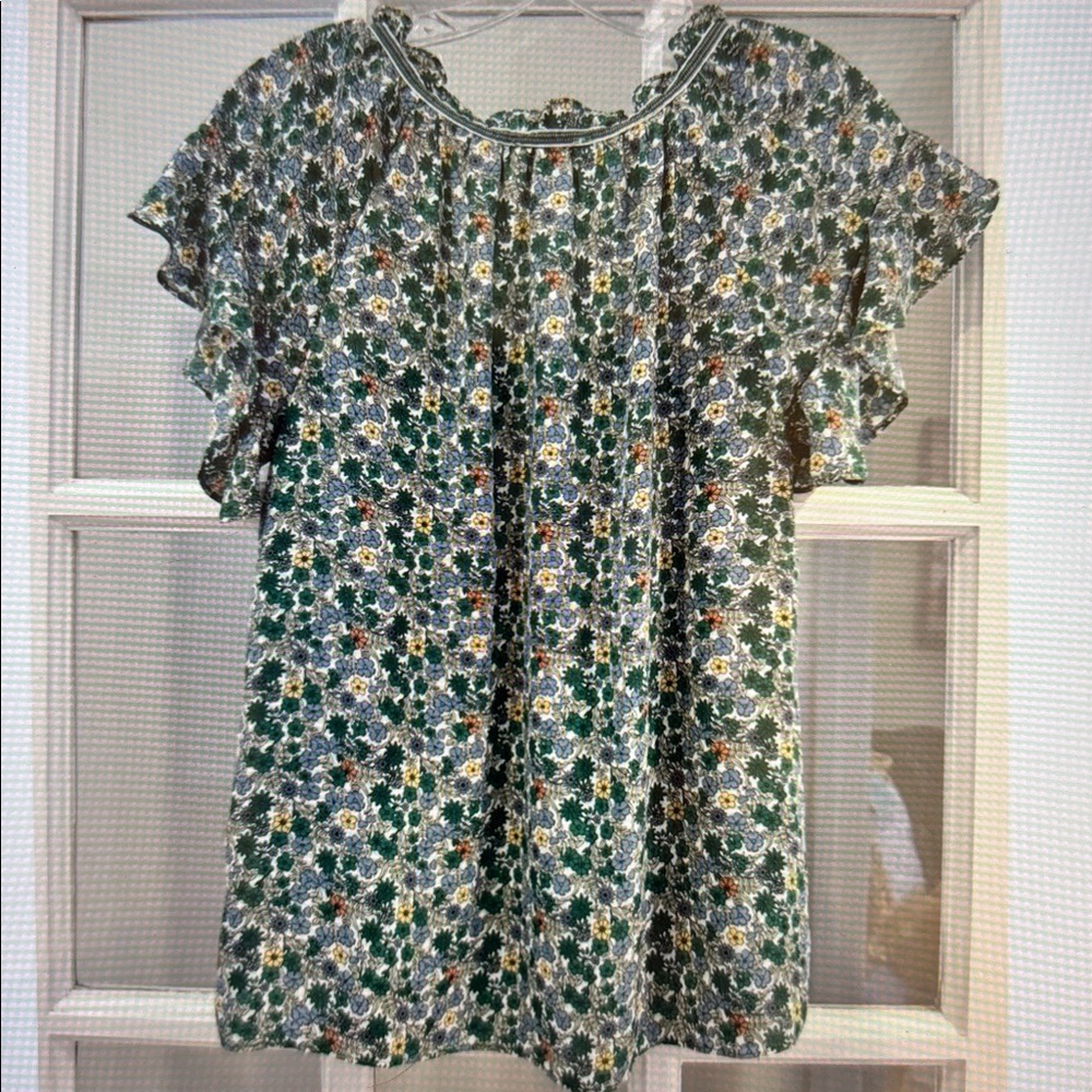 Max studio Floral Ruffle Blouse small - Picture 2 of 10
